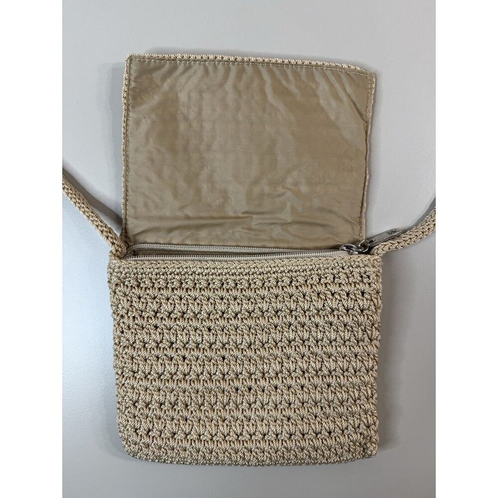 The Sak Mini Purse Crossbody Shoulder Bag Taupe Tan Crochet Boho Y2K Travel - Picture 4 of 12